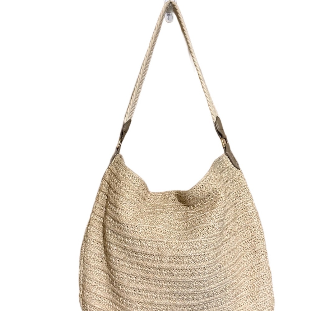 Stella And Dot Ellie Hobo Bag Retired Metallic/Straw Crossbody 2 Way Strap - Picture 3 of 12